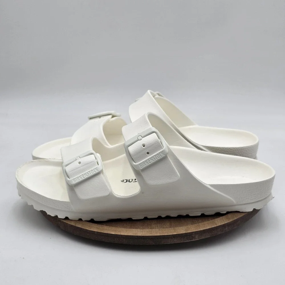 Birkenstock Arizona EVA Unisex Sandals SZ 39 L8 M6 White Double Strap Slide EUC